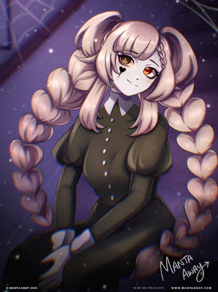 MessyKick, Artist VTuber with pink hair sitting on abandoned old staircase.