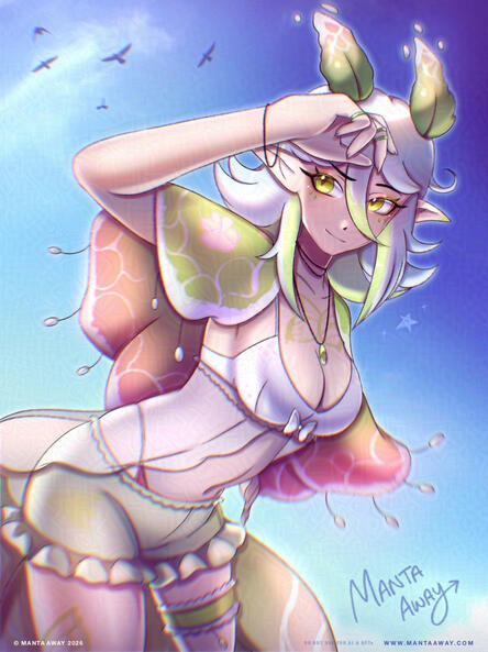 Lore, Wild Fae Moth VTuber. Wearing Summer Outfit on a warm sunny day.