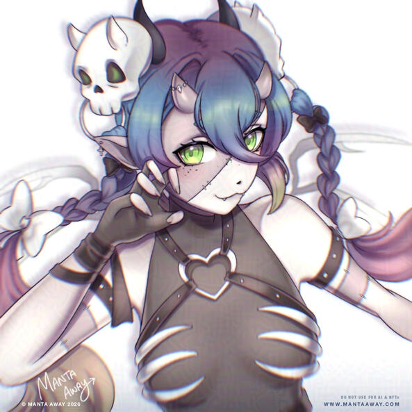 Obii, Imp Reaper VTuber posing for selfie.
