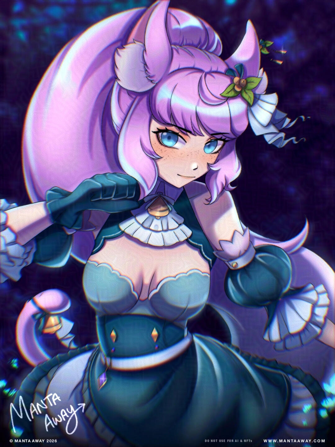 Rayshii by MantaAway Rayshii, Chemically Chaotic Infused Rat VTuber in forest at night.